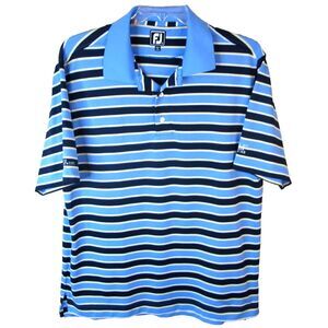 FootJoy Men's FJ‎ Athletic Fit Golf Polo Shirt Blue Striped Men's Large Stretch